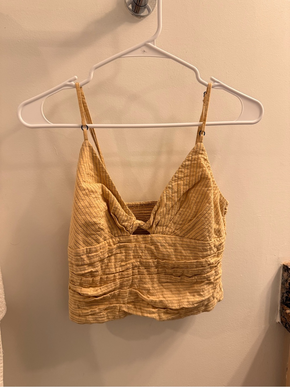 Zara Beige Striped Cropped Tank